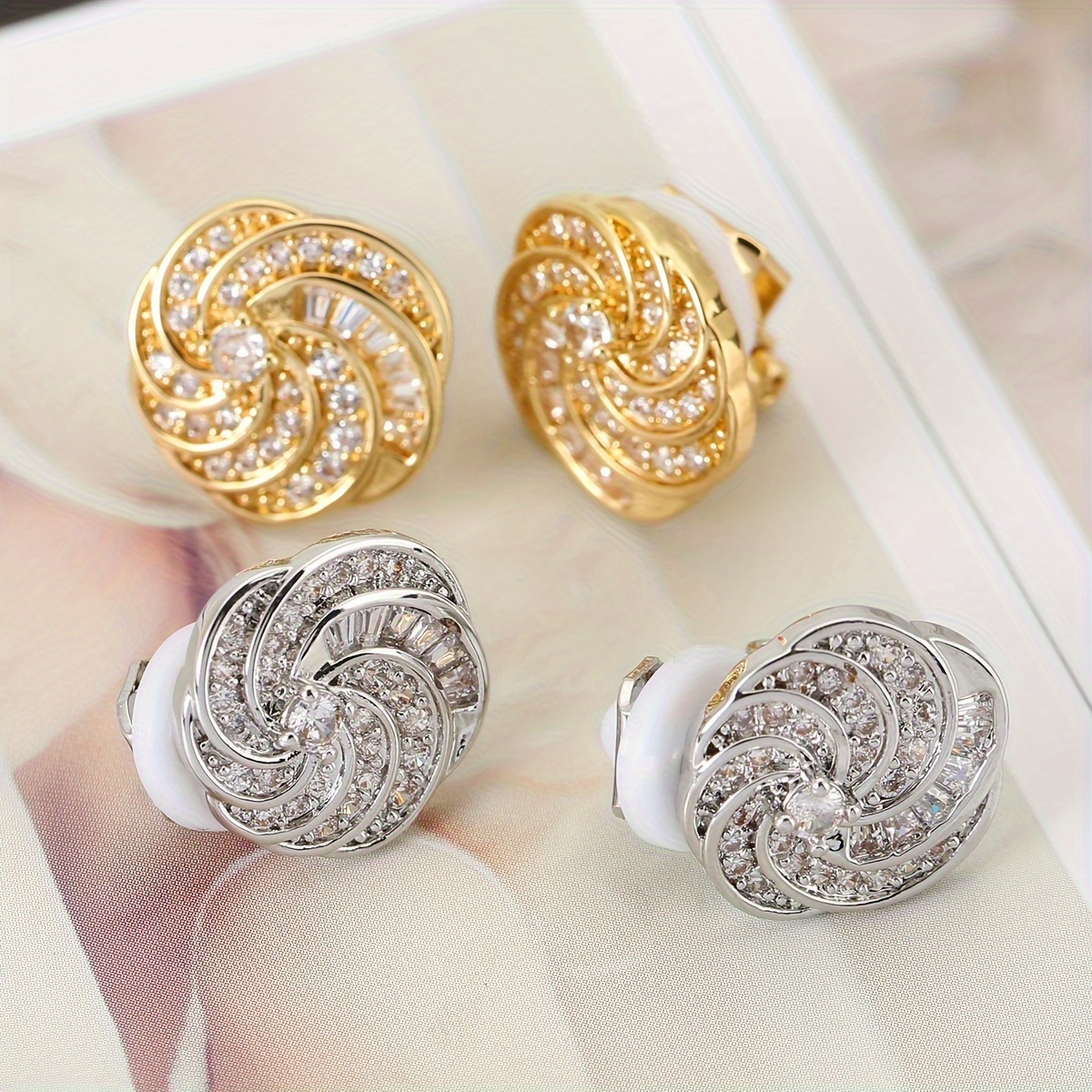 Premium Synthetic Zirconia Earrings with Dynamic Light Effects